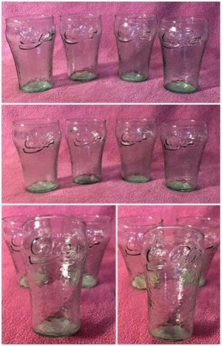 Vintage Set Of 4 Coca Cola 4” 6 1/4 Oz Glasses Juice Milk