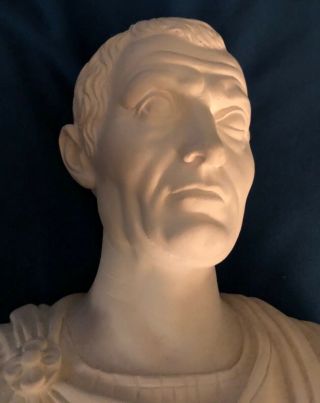 Tall And Imposing White Ceramic Bust Of Roman Emperor Julius Caesar