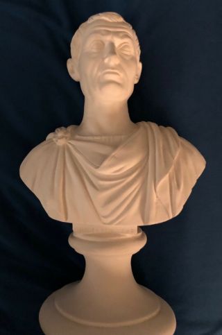 Tall and imposing white ceramic bust of Roman Emperor Julius Caesar 2