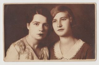 Two Lady Woman Real Affectionate Closeness Portrait Vtg Orig Photo 56804