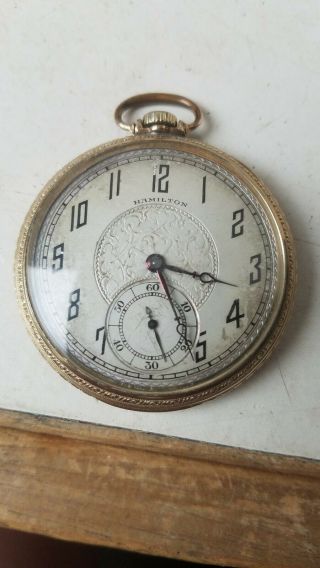 1923 Hamilton Watch Co.  17 Jewels Gold - Filled Pocket Watch W/910 Movement