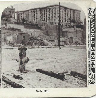 Nob Hill Ruins 1906 San Francisco Earthquake Old Stereoview/stereograph