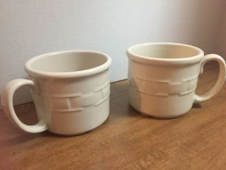 Longaberger Set Of 2 Ivory Souper Mugs - Made In Usa