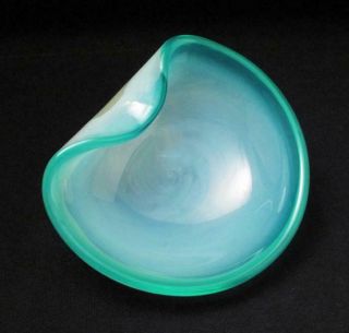 Vintage Italian Murano Opalescent Alabastro Cased Art Glass Geode Bowl Seguso