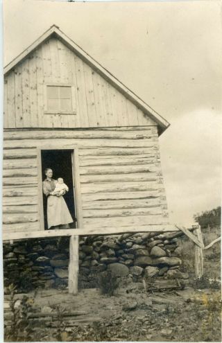 C1910s Photo Colorado Somerset View Of Log Cabin Woman & Baby Goding Edwards