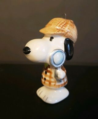Vintage Peanuts Sherlock Holmes Detective Snoopy Porcelain Ornament Figurine