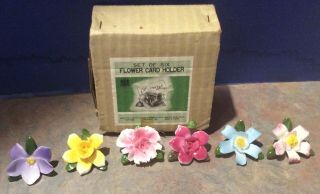 Vint Set Of Chadwick / Miller Porcelain Flower Place Card Holders Made In Japan