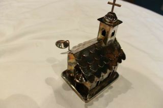 Vintage Tin/copper Music Box In The Form Of A Church