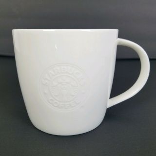 Starbucks Coffee Mug Cup White Embossed Bone China Mermaid Siren 2009 16 Oz