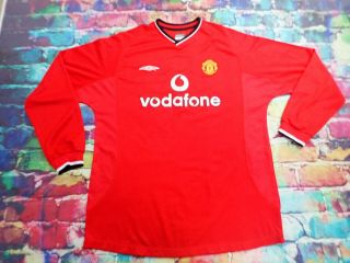 M51 2000 - 02 Manchester United Home Shirt Long Sleeve Xl Vintage Football Jersey