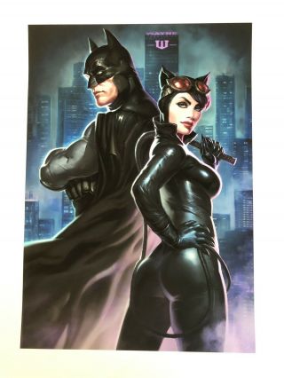 Sideshow Batman And Catwoman Art Print Signed Unframed 205/300