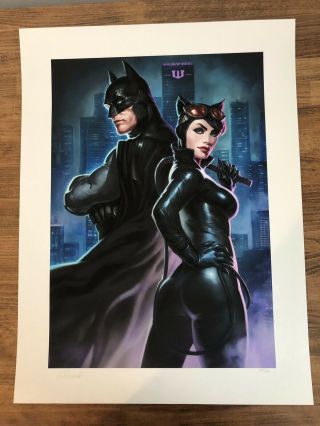 Sideshow Batman And Catwoman Art Print Signed Unframed 205/300 2