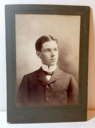 1898 Young Man,  Glasses,  B.  M.  C Durfee High School Photo,  Fall River,  Mass.
