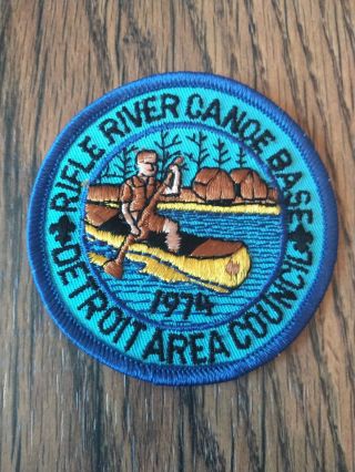 1974 Rifle River Canoe Base Detroit Area Council Patch Cole Canoe Base Bsa
