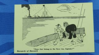 Rare Giles Cartoonist Comic Postcard 1930s Royal Navy Theme Bernards Of Harwich