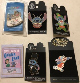 Rare Disney Lilo And Stitch Pins - Limited Editions - Set Of 6