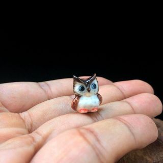 Tiny Owl Ceramic Figurine Collectibles Dollhouse Miniature Hand Painted Gift