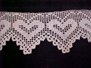 Vintage Antique Hand Crocheted Lace Trim Hearts Valentine Scalloped 5x44 " Craft