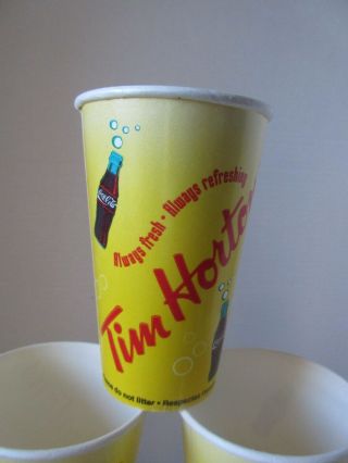 10 Old Vintage Tim Horton ' s Waxed Paper Coca Cola Cups 4 1/2 