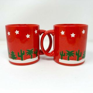 Waechtersbach Germany Christmas Mug Palm Trees And Cactus Red Coffee Cup