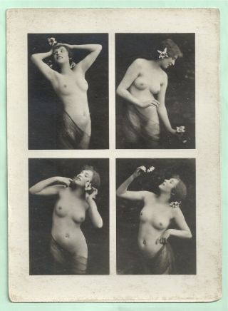 Very Rare Old French Real Photo Postcard Sampler Art Deco Nude Study 1910s 441