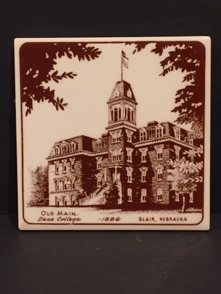 Vintage Blair Nebraskatile Wall Hanging Art Of 1886 Old Main Dana College