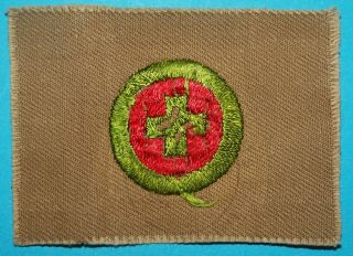 FIRST AID TYPE A SQUARE MERIT BADGE - BSA LOGO BACK - BOY SCOUTS - 9223 2