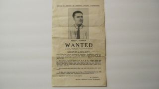 Wanted Poster Fred Barron Grand Larceny 1927 Colfax Wash