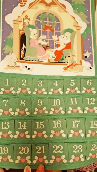 1987 Vintage Avon Cloth Advent Calendar Countdown To Christmas With Mouse
