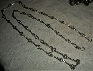 Vintage C.  1940s Navajo Sterling Silver Chain Link Necklace Unique Design Vafo