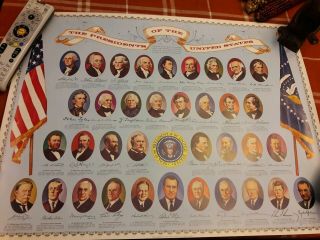 Vintage Presidents Of The United States Poster 1969.  Washington To Johnson