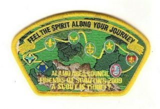 Boy Scout Patch Alamo Area Council Sa - 34 Csp Fos Thrifty Yellow Border