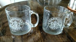 2 Starbucks Clear Glass Mug Cup 12 Oz Coffee Tea Siren Mermaid Logo Handle Us
