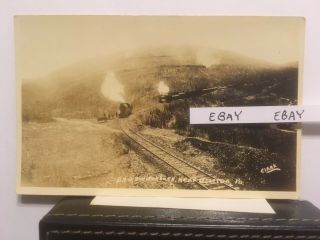 Old Galeton Pa B & O Railroad Trains,  Switchback Track Clark Real Photo Postcard
