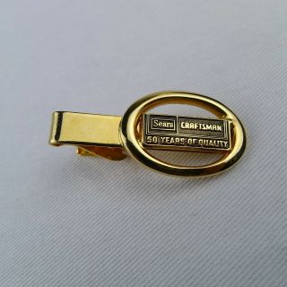 Vintage Sears Craftsman Tie Clip 50 Years Of Quality Gold Tone