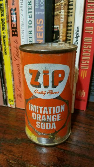 Zip Imitation Orange 12oz Flat Top Soda Can