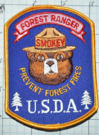U.  S.  D.  A.  Forest Service Smokey Bear Forest Ranger Prevent Forest Fires Patch