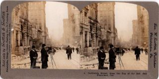Griffith Stereoview Card Ca.  St From Top Of The Hill San Francisco (earthquake)