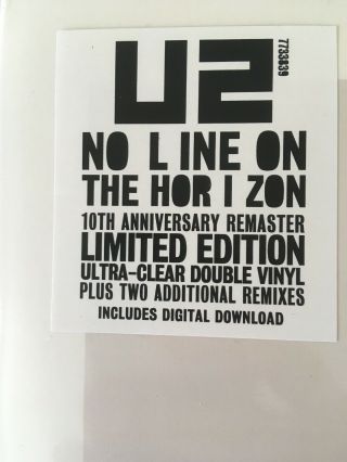 U2 LP x 2 No Line On The Horizon Double CLEAR VINYL Limited Edition,  DOWNLOADS 2