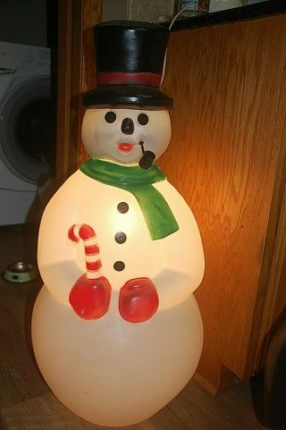 33 " Frosty The Snowman Molded Plastic Outdoor Decoration Christmas Lighted Vtg.