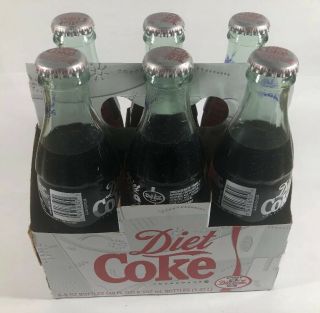 Vintage Collectible Coca Cola Diet Coke Glass Bottles 6 Pack 1995
