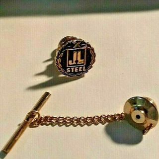 J & L Steel Corp Tie - Tack,  Collar Pin / Cuff Link - Jones & Laughlin Steel Corp