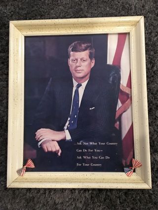 Vintage President Jfk,  John F.  Kennedy Photo In Frame