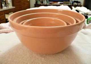 Vintage Treasure Craft Nesting Bowls Pink,  Pottery Craft,  Set Of 3