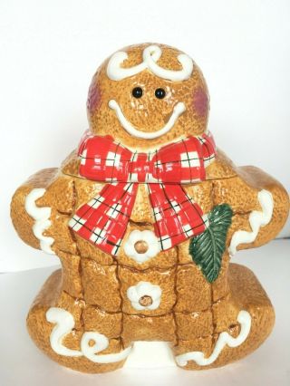 Christmas Gingerbread Man Cookie Jar Canister Adorable for Winter Holidays 2