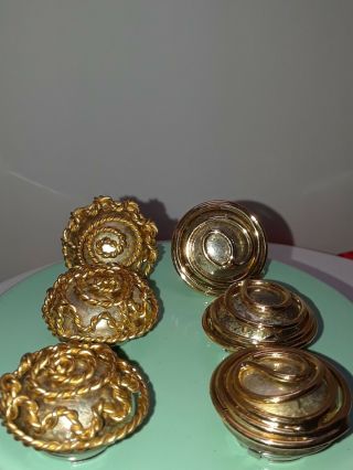 Vintage Gold Tone Button Covers - 6 With 2 Designs