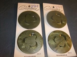 Buttons Vintage Set Of 4 Large Green Glamour Brand 164b