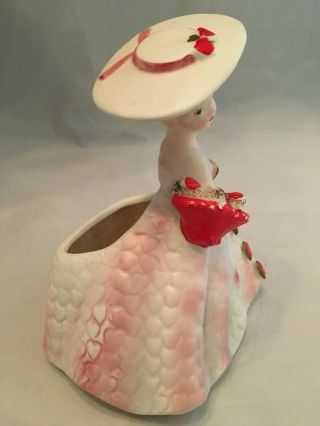 Lefton Valentine Girl With Hat Planter 1823 - Made in Japan 1963 - Southern Belle 2