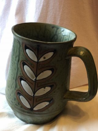 Mid Century Modern Pottery Mug Japan Large 16oz Tankard Stoneware Drip Glaze