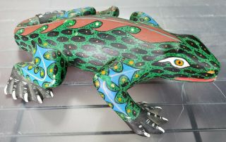 Vintage Oaxacan Lizard Wood Carving By Leandro Vasquez